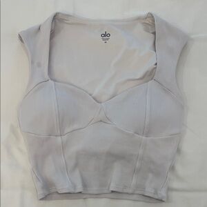 Alo white/Light Gray tank crop top